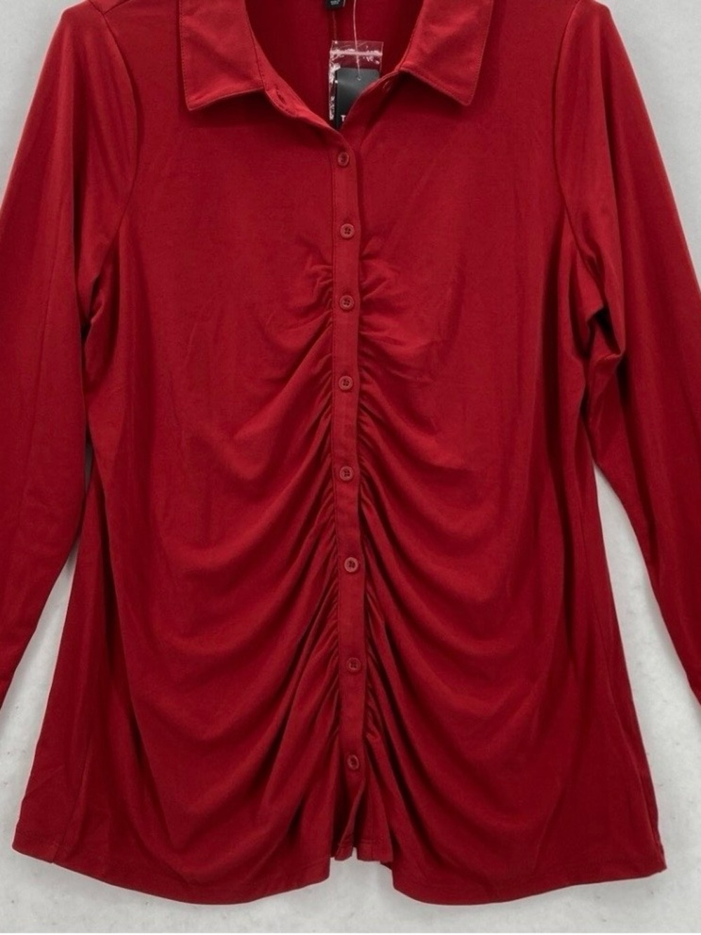 Torrid True Red Button Down Stretch Shirt 2